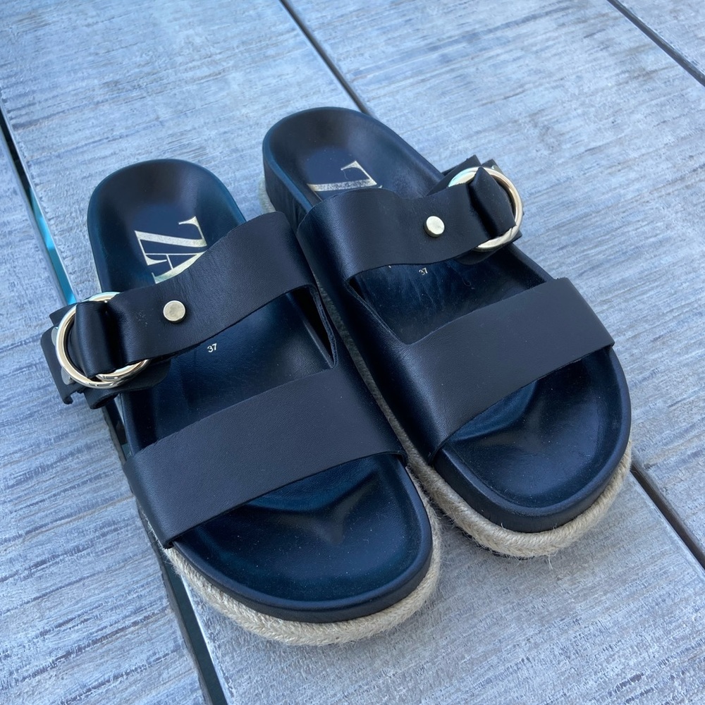 Zara espadrille slide sandals